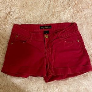 Red Denim Shorts
